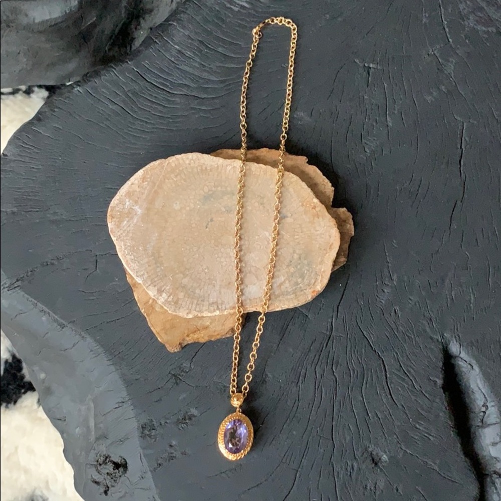 Vera wang amethyst 18k gold over sterling necklace